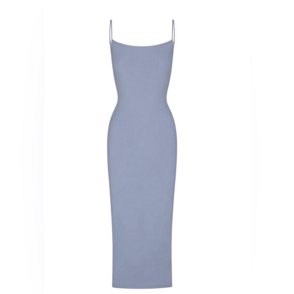 SKIMS SOFT LOUNGE LOW BACK DRESS SLATE SMALL
